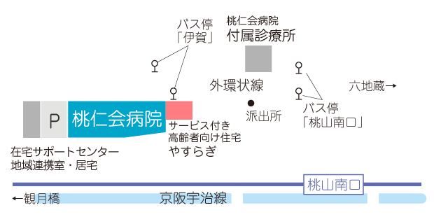 特定医療法人桃仁会　サービス付き高齢者向け住宅やすらぎ MAP